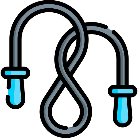 a jump rope with blue handles